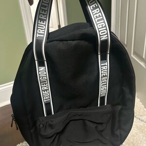 True Religion Classic Black Backpack with Branded Straps